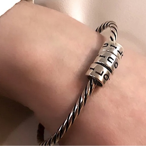 Sterling Silver I Love You Anxiety Bangle Bracelet - Picture 4 of 9